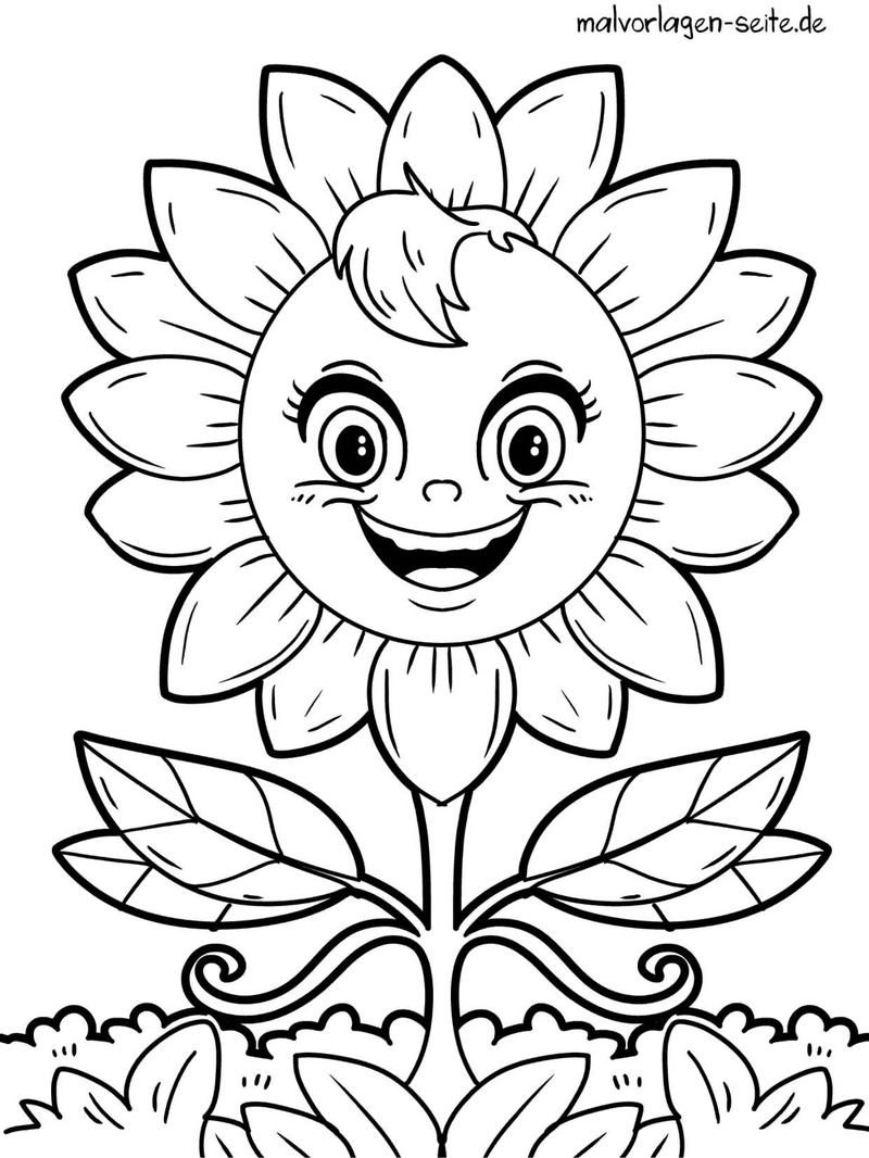 malvorlage-sonnenblume-mit-gesicht-ausmalen