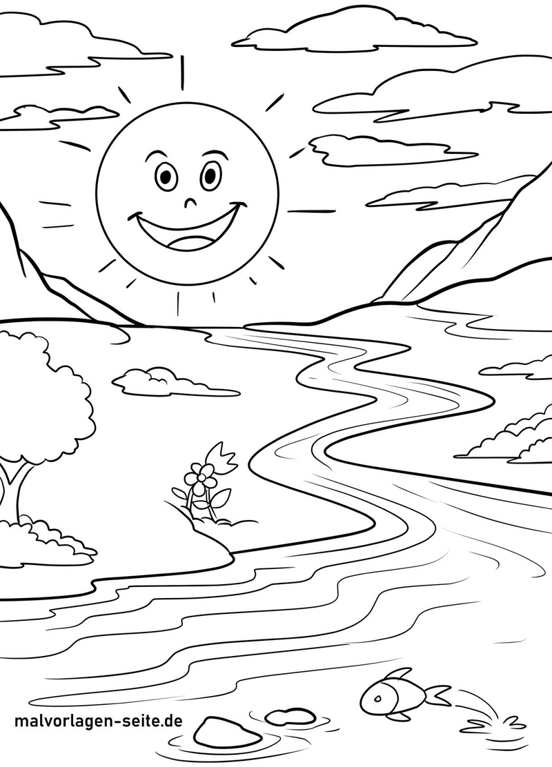 malvorlage-sonnenlandschaft-mit-natur-details