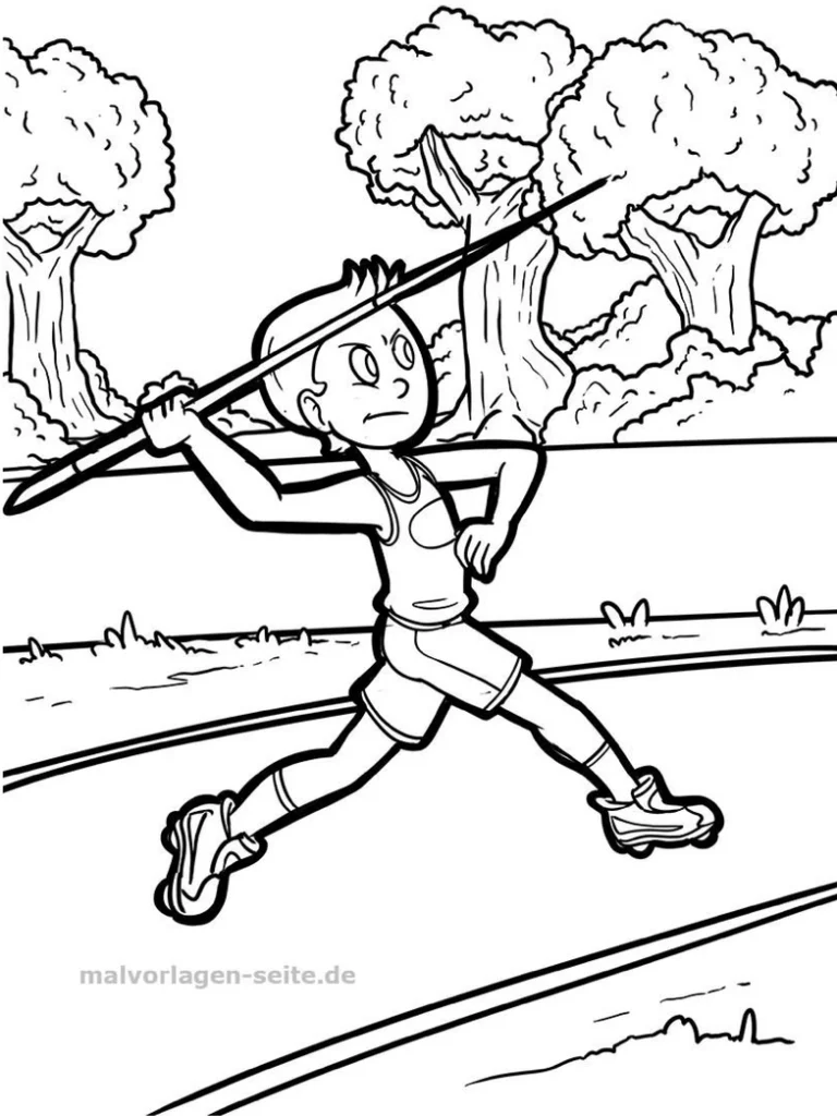 malvorlage-speerwerfen-kreativ-ausmalen