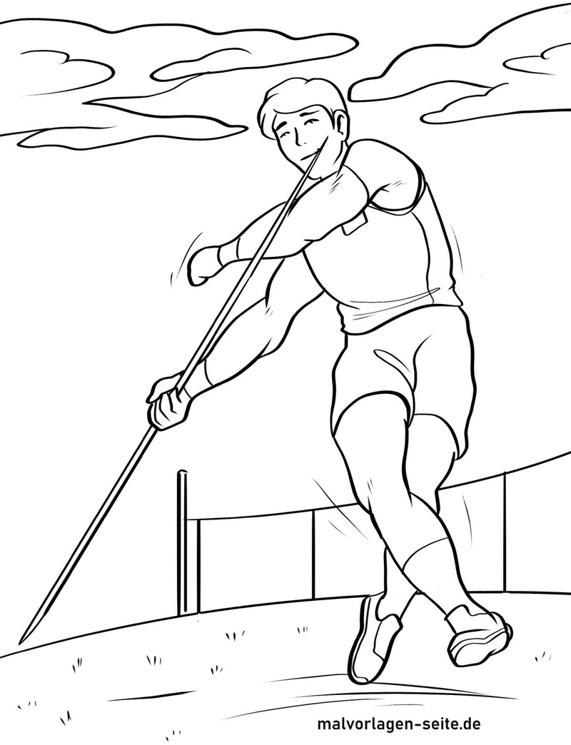 malvorlage-speerwerfer-in-aktion