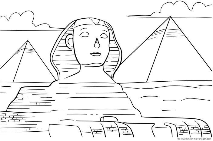 malvorlage-sphinx-und-pyramiden-aus-aegypten