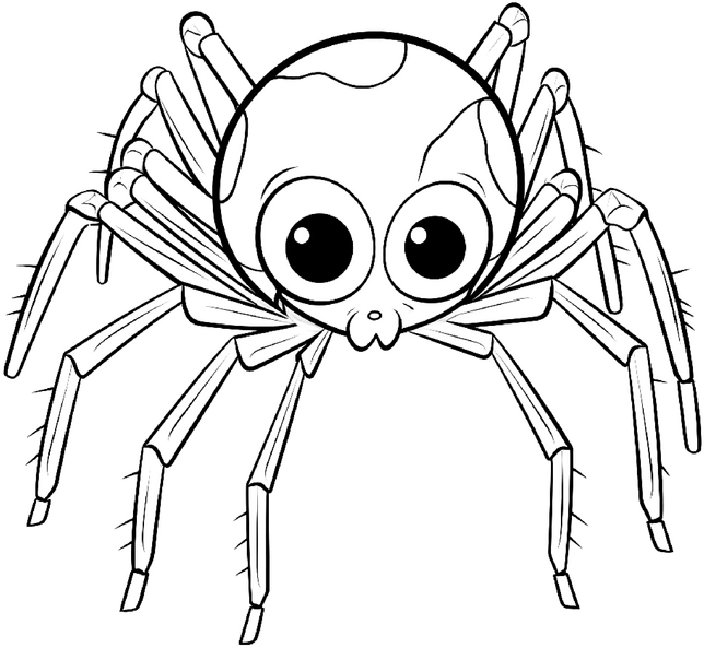 malvorlage-spinne-grosses-gesicht-und-viele-beine