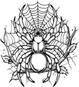 malvorlage-spinne-im-netz-gestalten