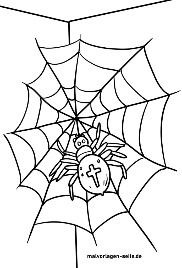 malvorlage-spinne-im-spinnennetz