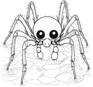 malvorlage-spinne-im-wasser-mit-grossen-augen