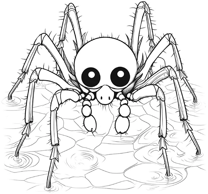 malvorlage-spinne-im-wasser-mit-grossen-augen