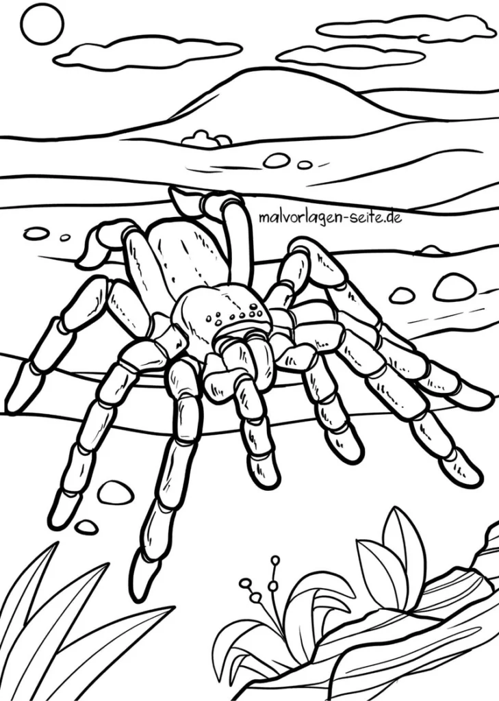 malvorlage-spinne-in-der-natur