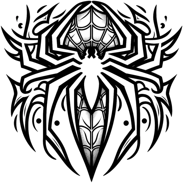 malvorlage-spinne-mit-tribal-muster