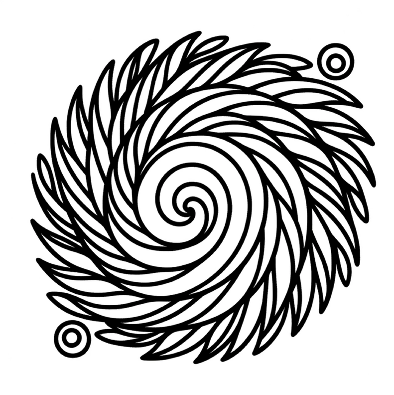 malvorlage-spiralmuster-blattdesign