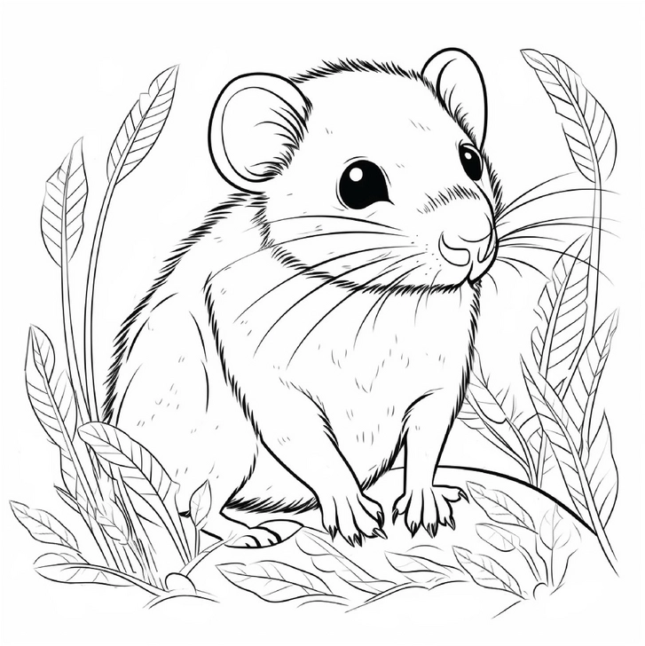 malvorlage-spitzmaus-natur-blätter