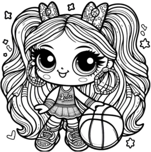 malvorlage-sportliches-maedchen-mit-basketball