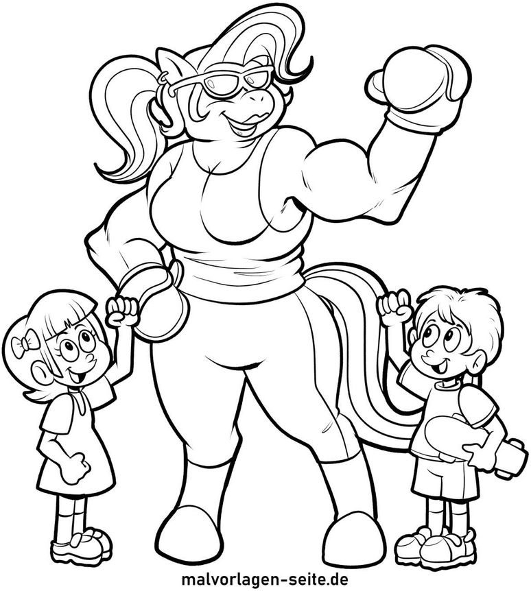 malvorlage-sportliches-pony-mit-kindern