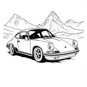 malvorlage-sportwagen-in-der-berglandschaft