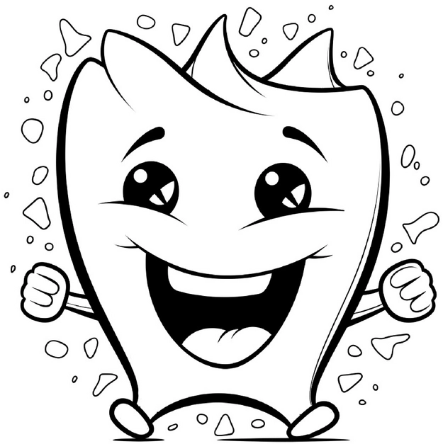 malvorlage-springender-zahn-mit-gelungenem-laecheln