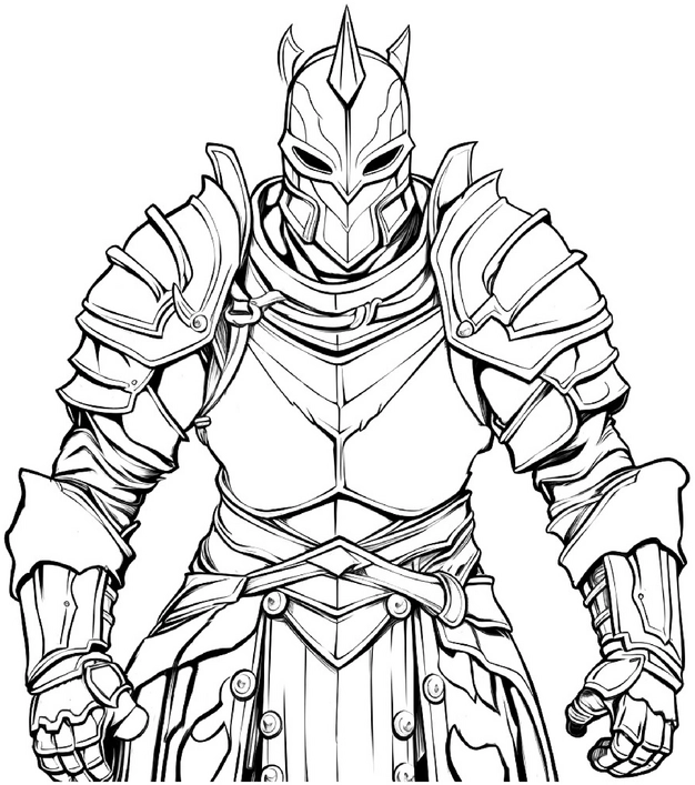 malvorlage-starker-ritter-in-ruestung