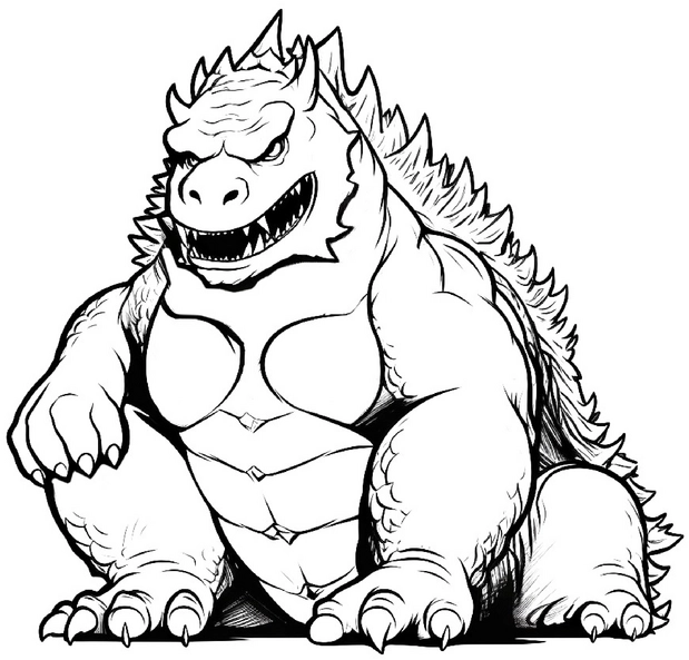 malvorlage-starkes-monster-mit-scharfen-zaehnen