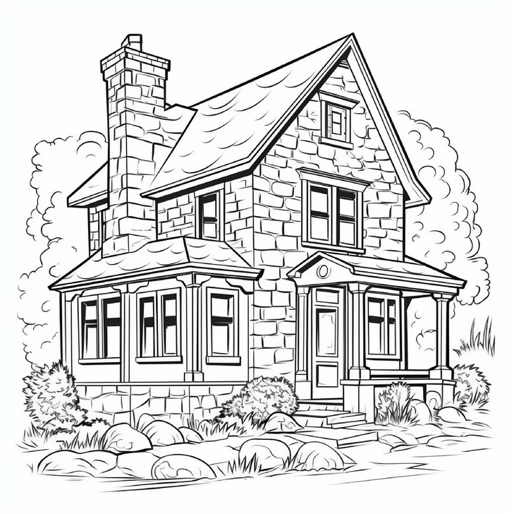 malvorlage-steinhaus-in-der-natur