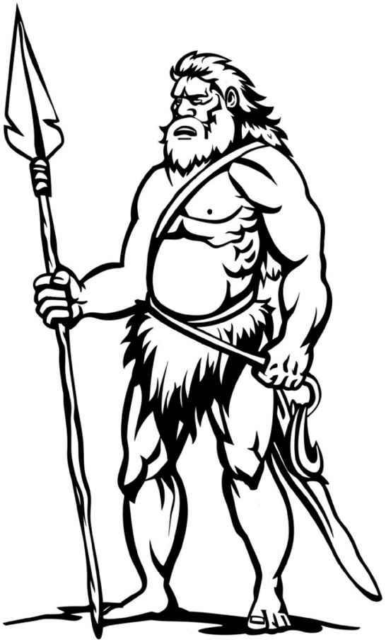 malvorlage-steinzeit-jaeger-mit-speer