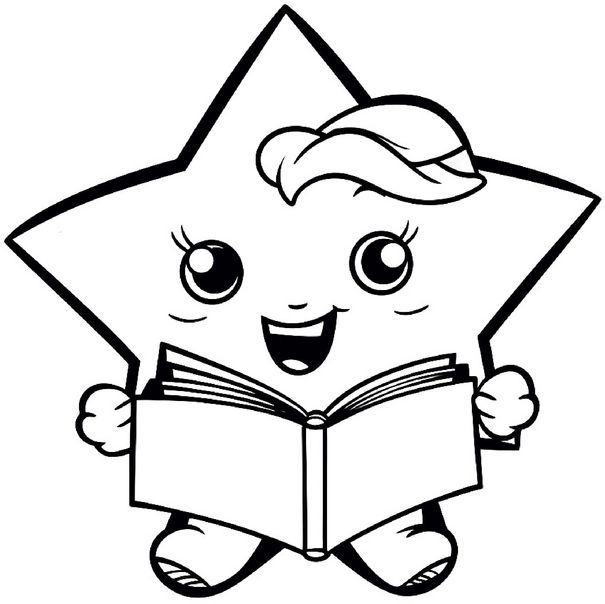 malvorlage-stern-mit-buch-fuer-kinder