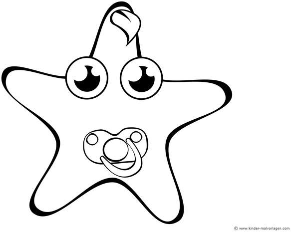 malvorlage-stern-mit-schnuller-zum-ausmalen
