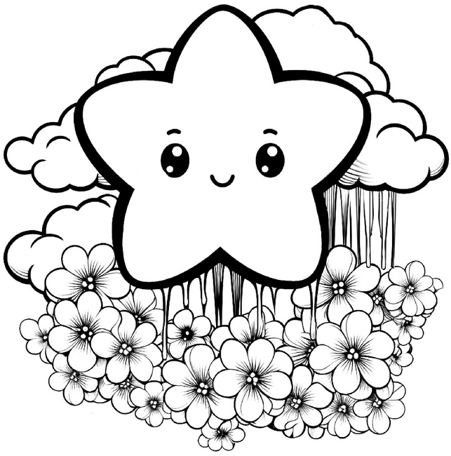 malvorlage-stern-und-blumen-gestalten