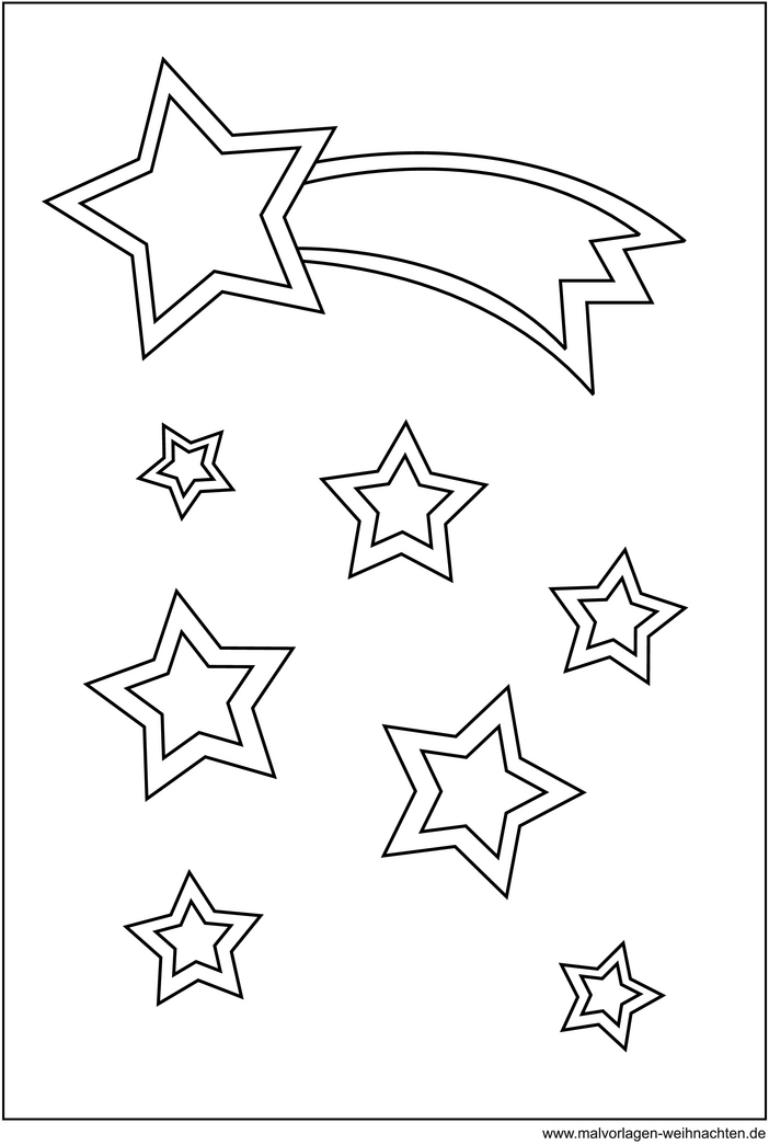 malvorlage-sterne-und-komet-mit-schweif