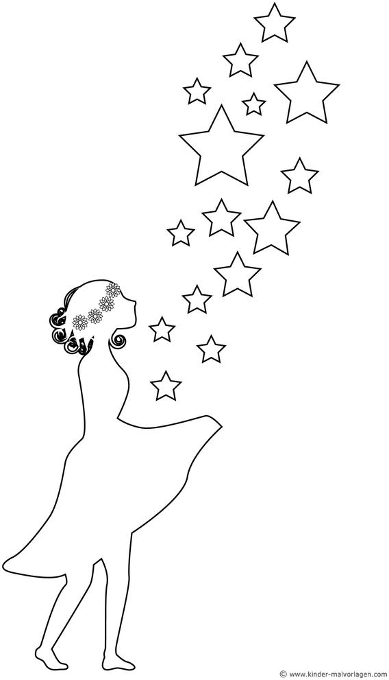 malvorlage-sternenblaeserin-mit-funkelnden-sternen