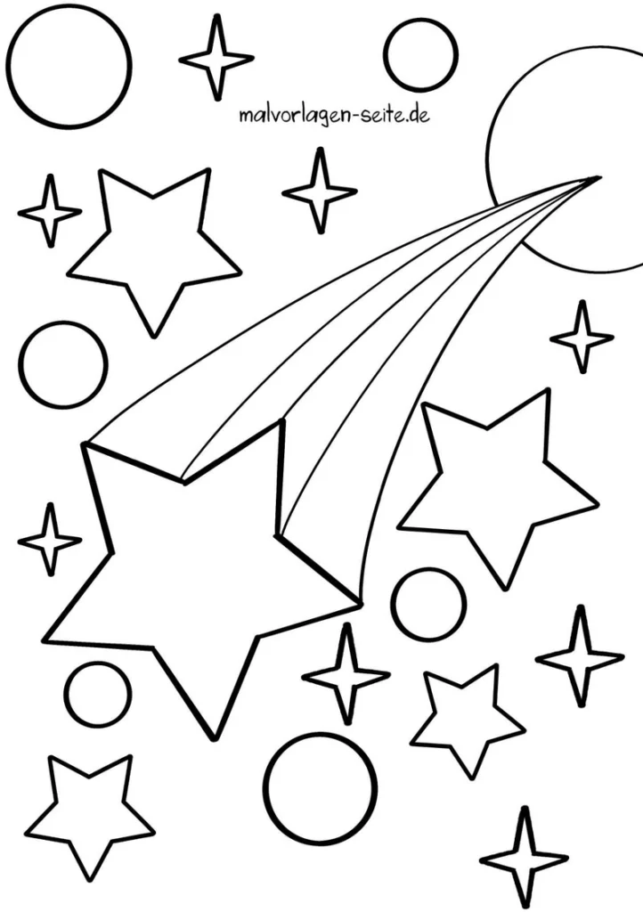 malvorlage-sternenlandschaft-mit-kometen-und-planeten