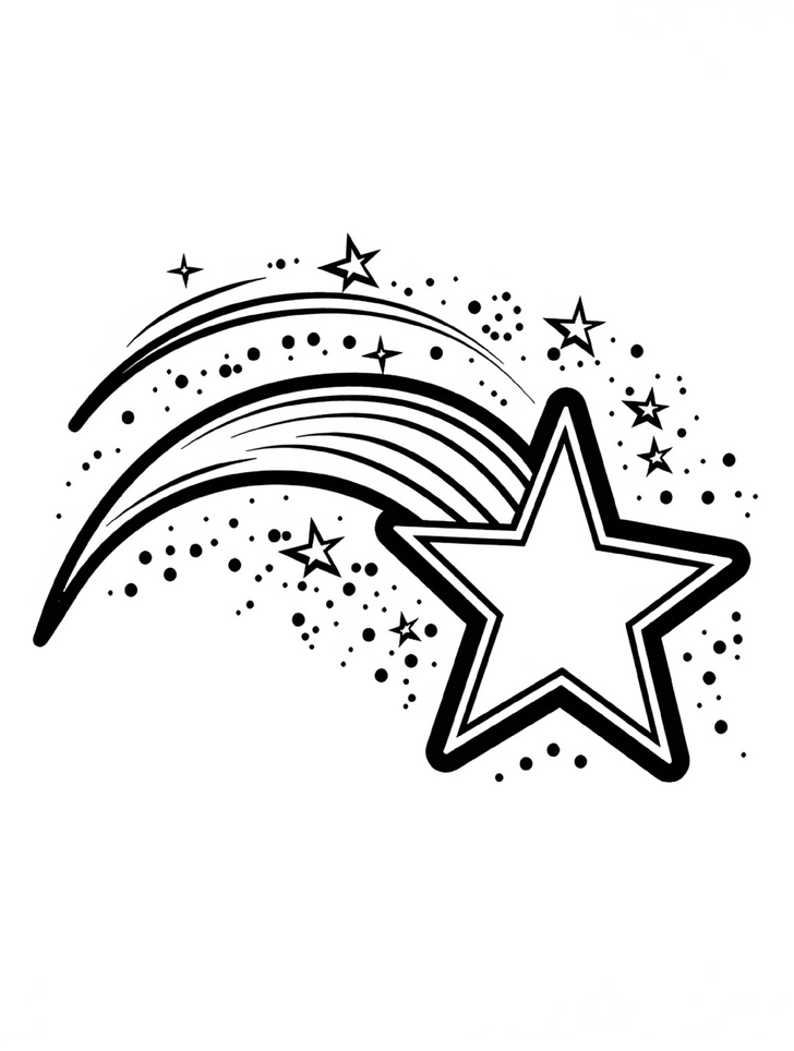 malvorlage-sternschnuppe-mit-funkelnden-sternen