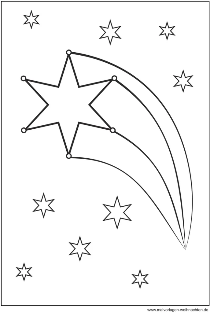 malvorlage-sternschnuppe-und-funkelnde-sterne