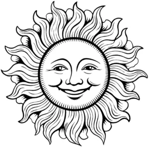 malvorlage-strahlende-sonne-mit-laechelndem-gesicht