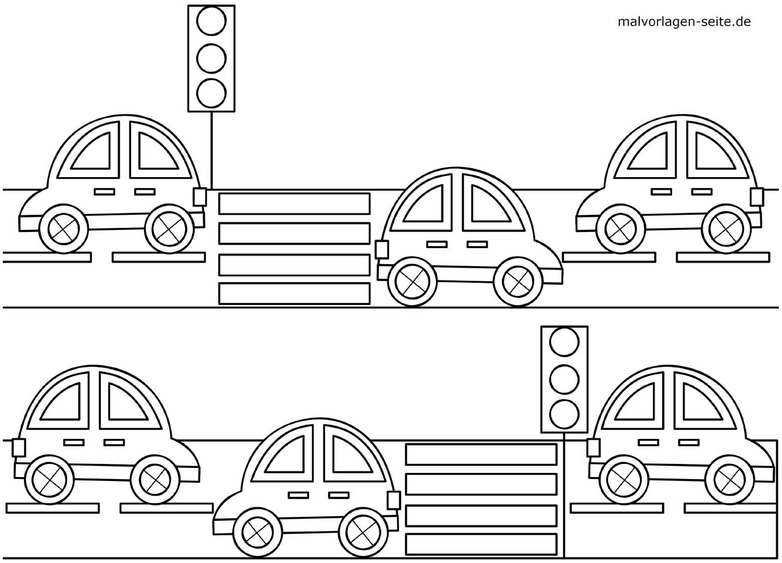 malvorlage-strassenverkehr-mit-autos-und-ampel