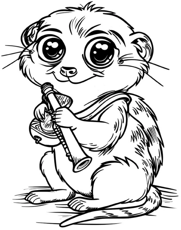 malvorlage-sueses-erdmaennchen-mit-musikinstrument