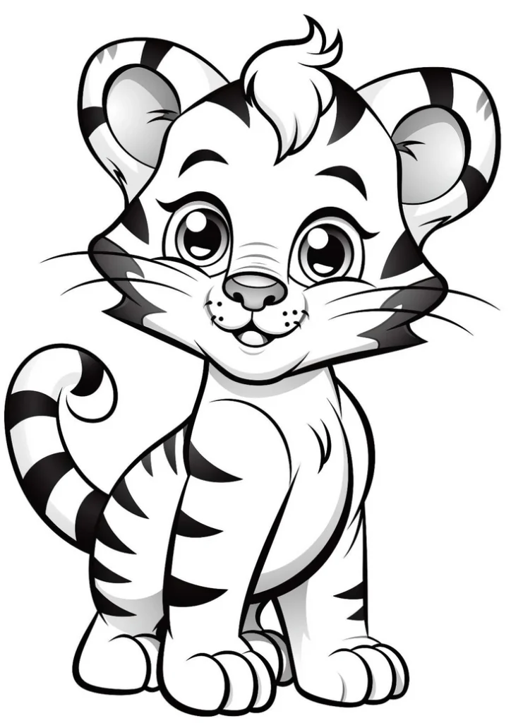 malvorlage-sueses-tigerkind-ausmalbild