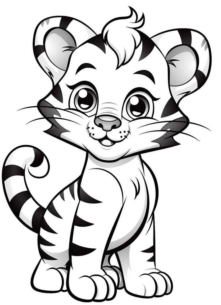 malvorlage-sueses-tigerkind-ausmalbild
