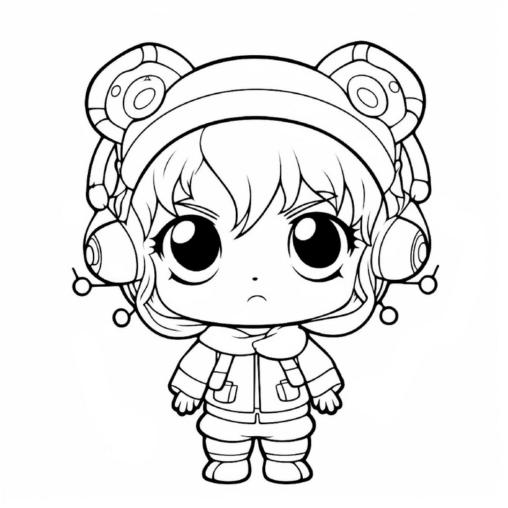 malvorlage-suesse-chibi-figur-mit-kopfhoerern