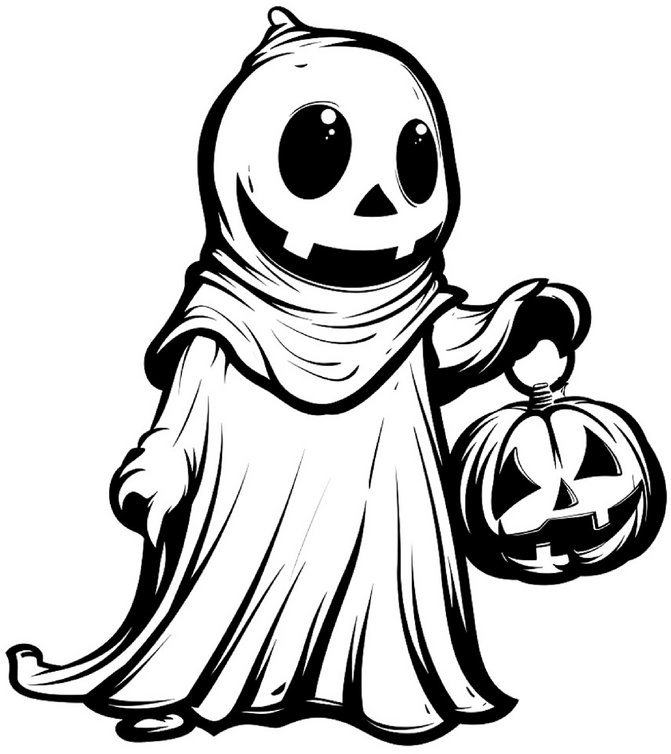 malvorlage-suesse-geister-mit-kuerbis