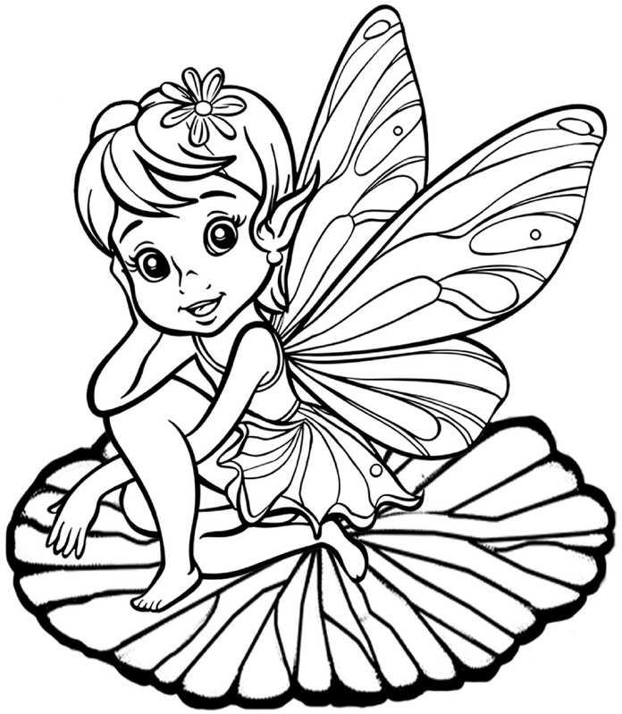 malvorlage-suesse-kleine-fee-auf-bluetenblatt