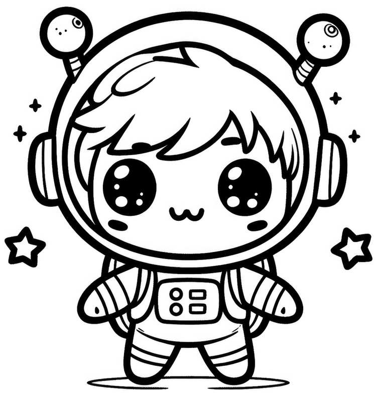 malvorlage-suesser-astronaut-im-weltall