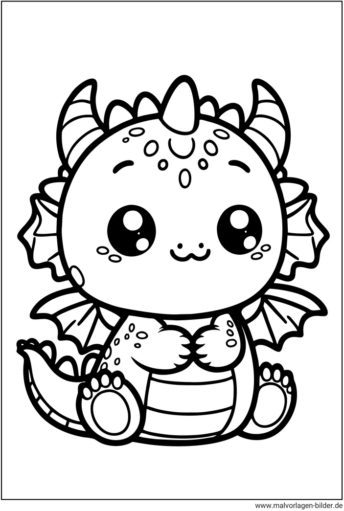 malvorlage-suesser-drache-mit-fluegeln