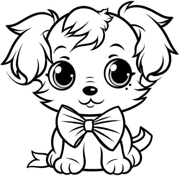 malvorlage-suesser-hund-mit-schleife