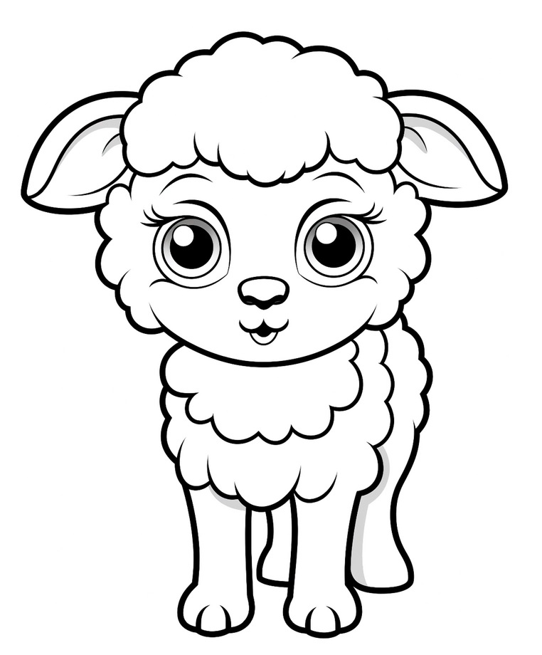 malvorlage-suesses-lamm-mit-grossen-augen