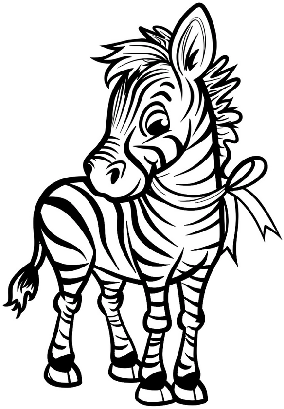 malvorlage-süßes-zebra-mit-schleifenband