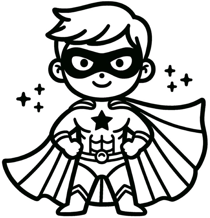 malvorlage-superheld-mit-cape-und-maske