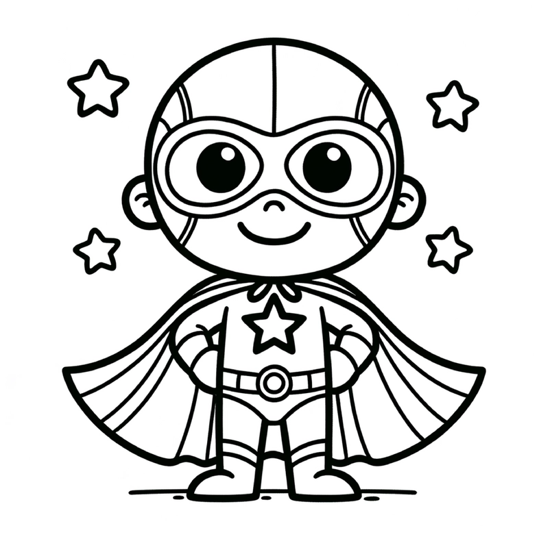 malvorlage-superheld-mit-sternen-und-cape