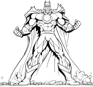 malvorlage-superheld-mit-umhang-und-geballten-fausten