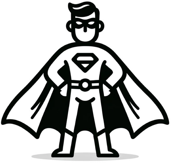 malvorlage-superheld-mit-umhang-und-maske