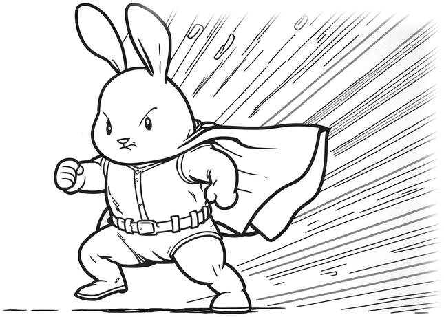 malvorlage-superhelden-hase-mit-umhang