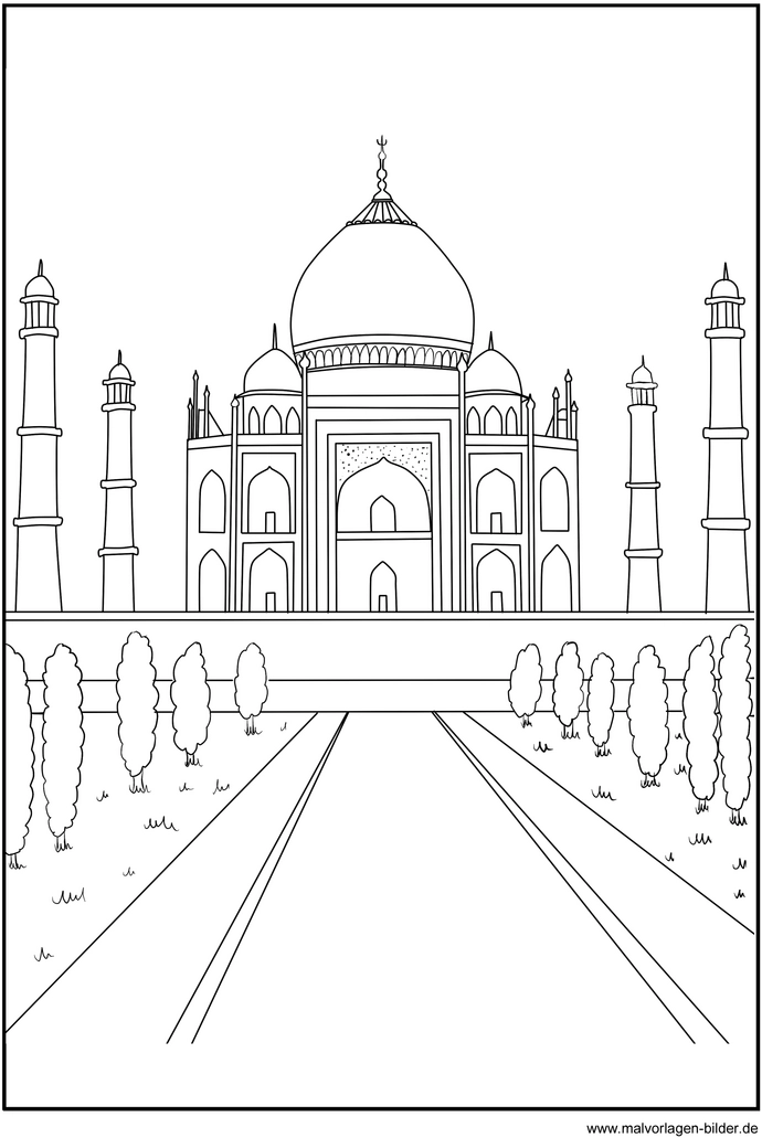 malvorlage-taj-mahal-ausmalbild