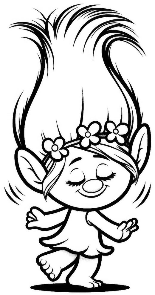 malvorlage-tanzendes-elfchen-mit-blumenhaarschmuck